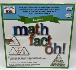 Learning Advantage Math Fact Oh Fractions Educational Card Game Age 8+ New